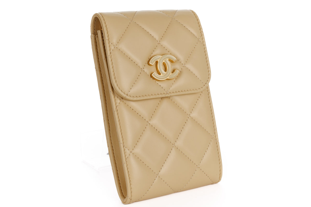 Chanel Bag Phone Holder Chain Cream Lambskin Gold Hardware - view 2