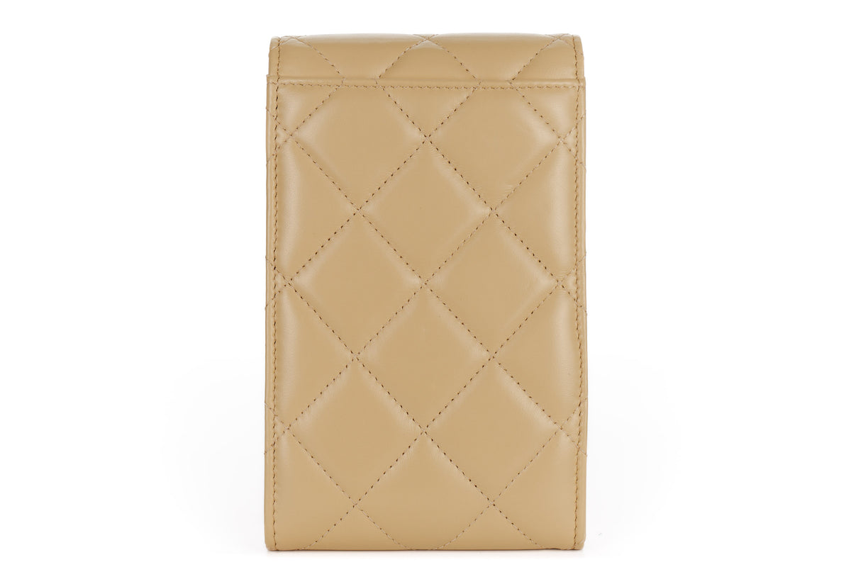 Chanel Bag Phone Holder Chain Cream Lambskin Gold Hardware - view 3