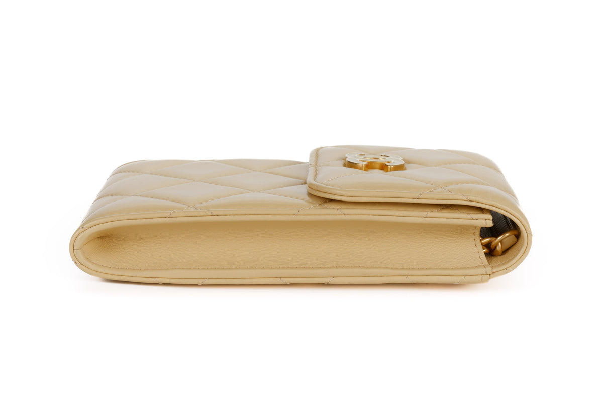 Chanel Bag Phone Holder Chain Cream Lambskin Gold Hardware - view 4