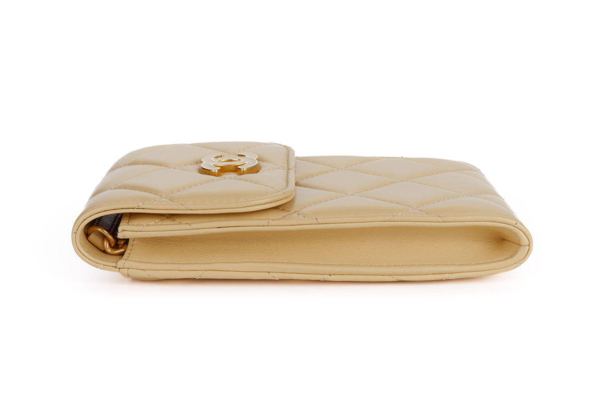 Chanel Bag Phone Holder Chain Cream Lambskin Gold Hardware - view 5