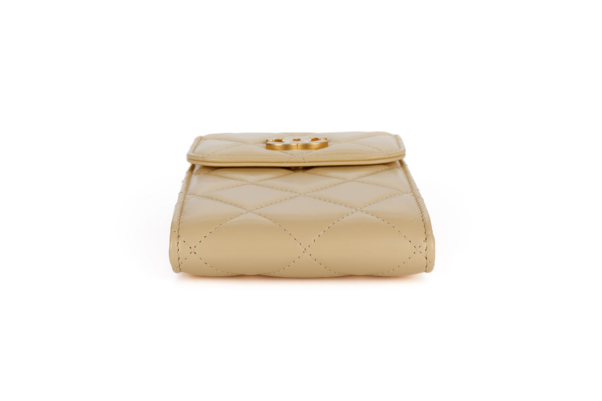 Chanel Bag Phone Holder Chain Cream Lambskin Gold Hardware - view 6