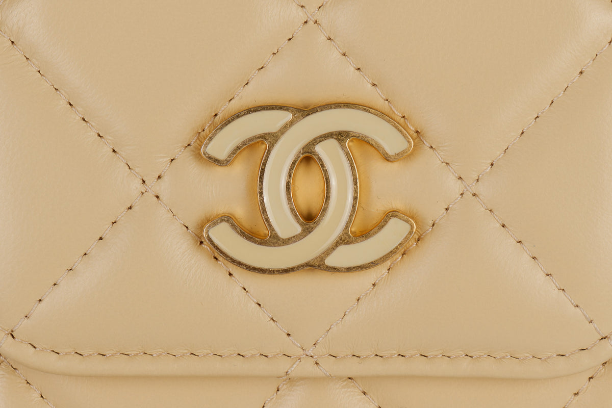 Chanel Bag Phone Holder Chain Cream Lambskin Gold Hardware - view 7