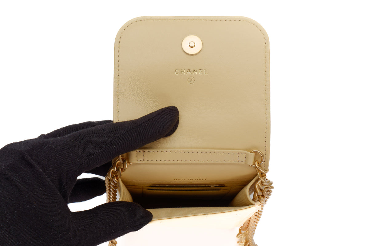 Chanel Bag Phone Holder Chain Cream Lambskin Gold Hardware - view 9