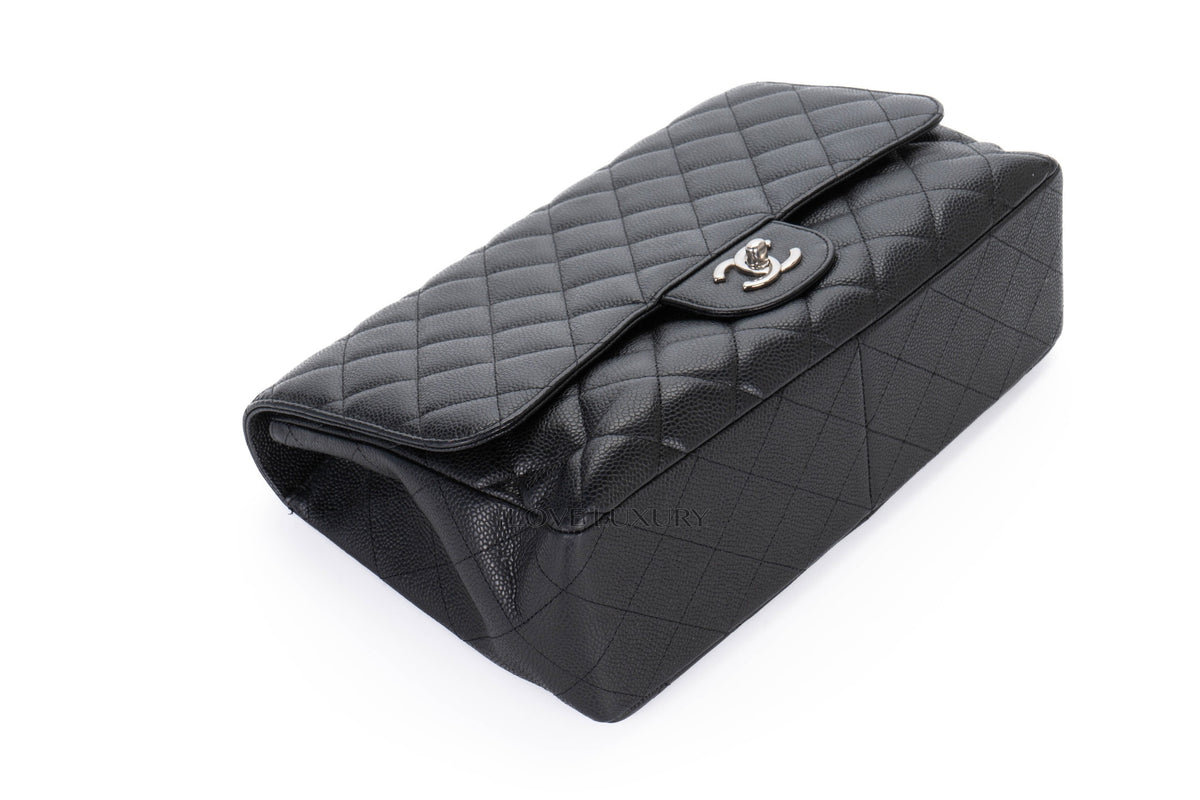 Chanel Single Flap Black Caviar Silver Hardware - view 11