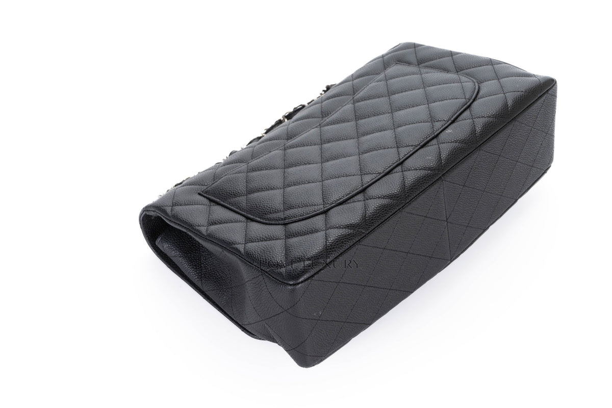 Chanel Single Flap Black Caviar Silver Hardware - view 13