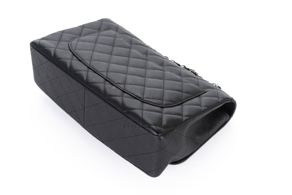 Chanel Single Flap Black Caviar Silver Hardware - view 14
