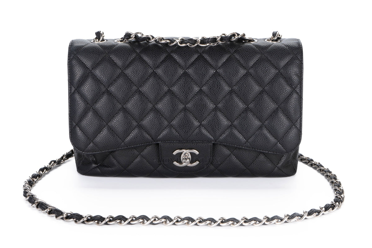 Chanel Single Flap Black Caviar Silver Hardware - view 10