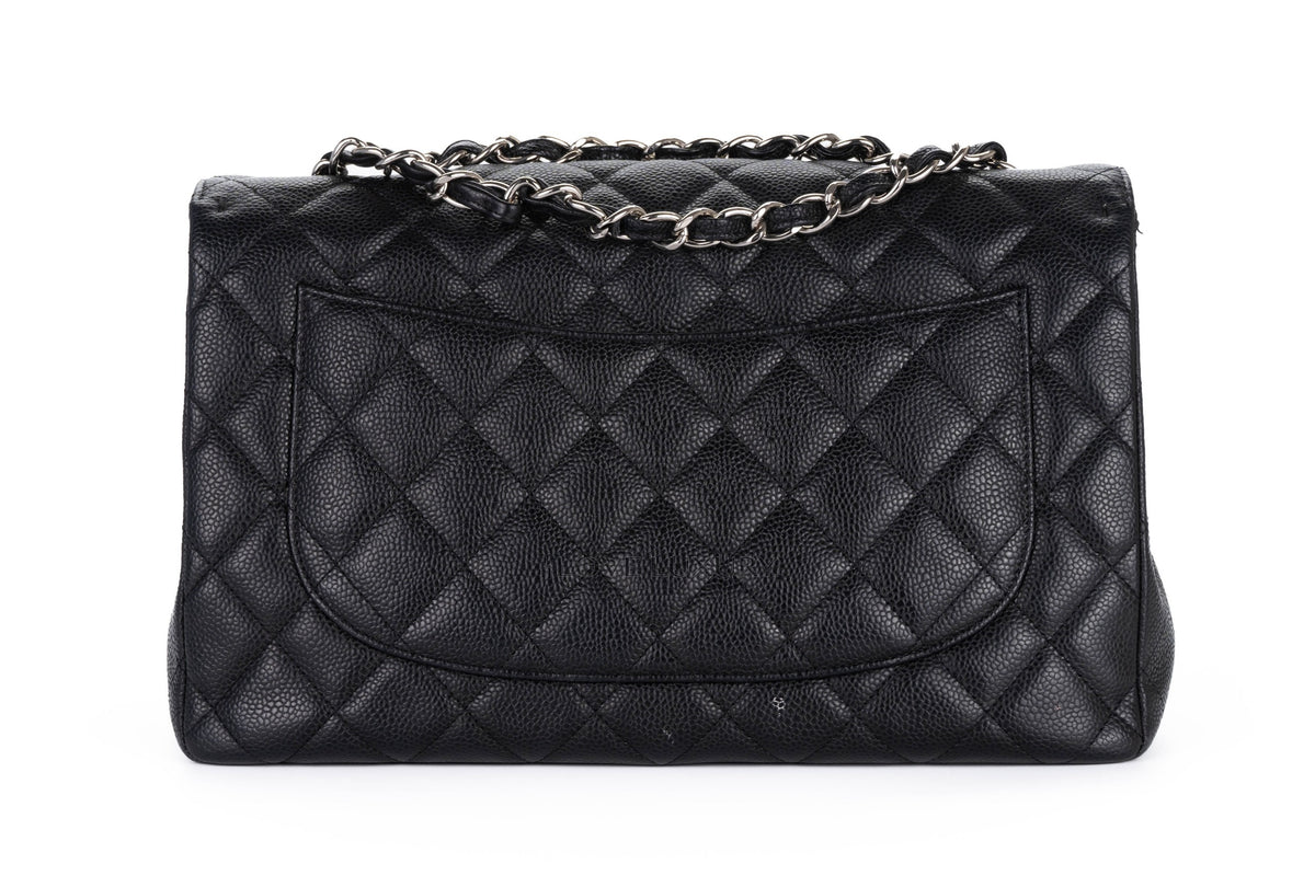 Chanel Single Flap Black Caviar Silver Hardware - view 3
