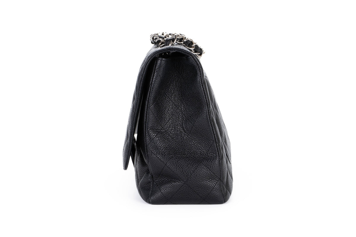 Chanel Single Flap Black Caviar Silver Hardware - view 4