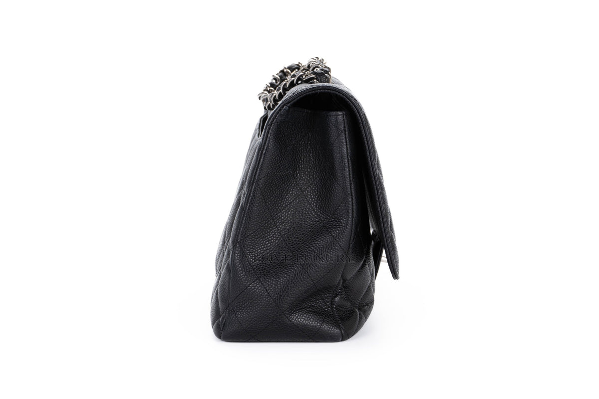 Chanel Single Flap Black Caviar Silver Hardware - view 5