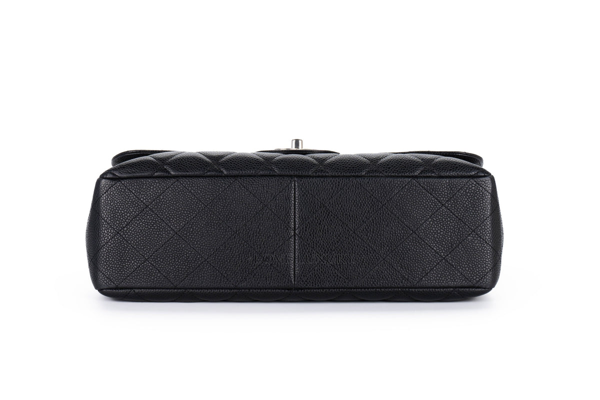 Chanel Single Flap Black Caviar Silver Hardware - view 6