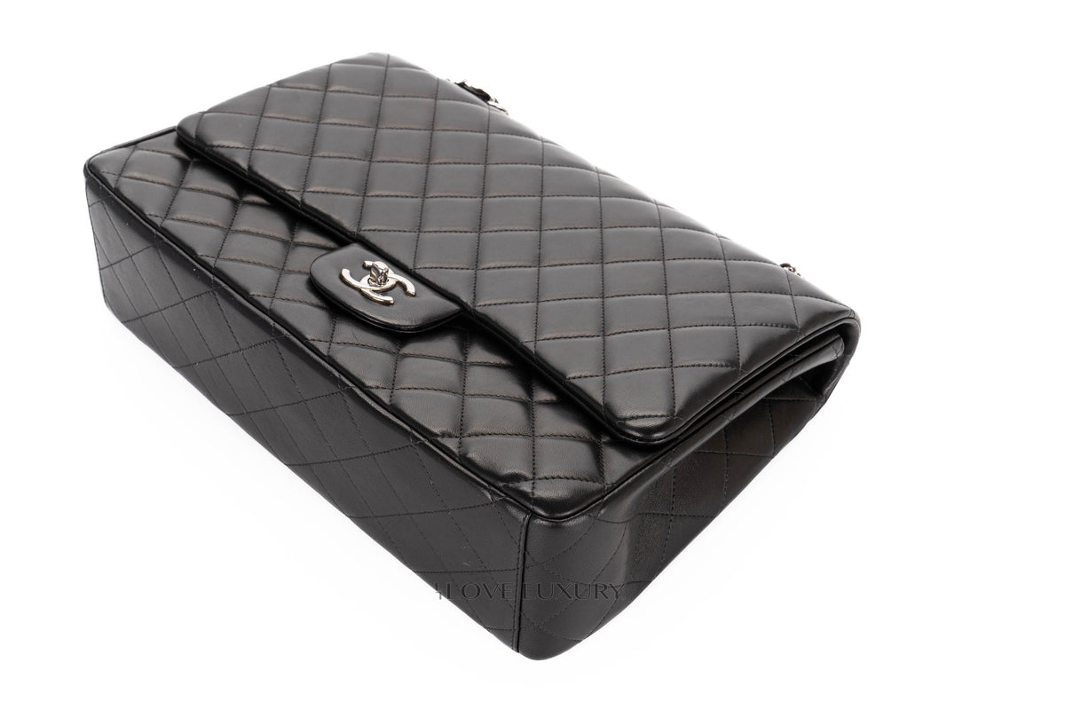 Chanel Jumbo Single Flap Lamabskin Lambskin Silver Hardware - view 12