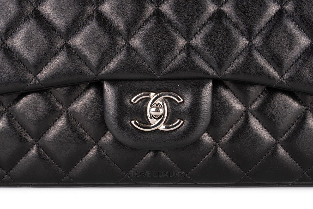 Chanel Jumbo Single Flap Lamabskin Lambskin Silver Hardware - view 7