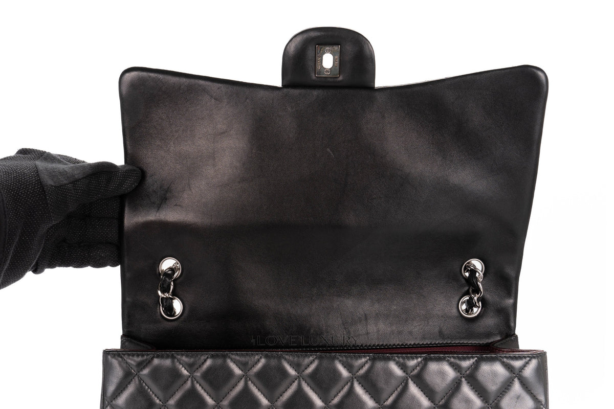 Chanel Jumbo Single Flap Lamabskin Lambskin Silver Hardware - view 9