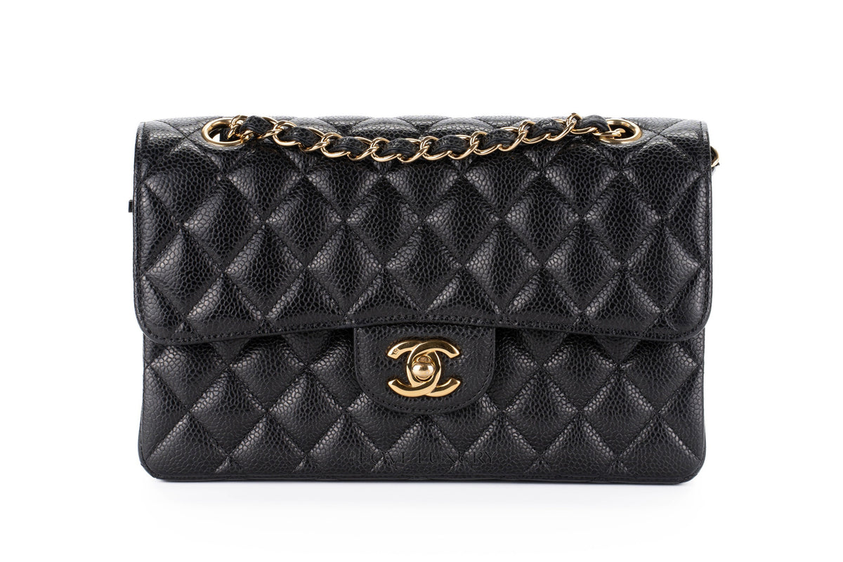 Chanel Small Classic Flap Black Black Interior Caviar Gold Hardware - view 1