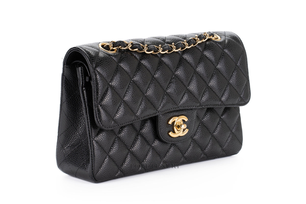 Chanel Small Classic Flap Black Black Interior Caviar Gold Hardware - view 2