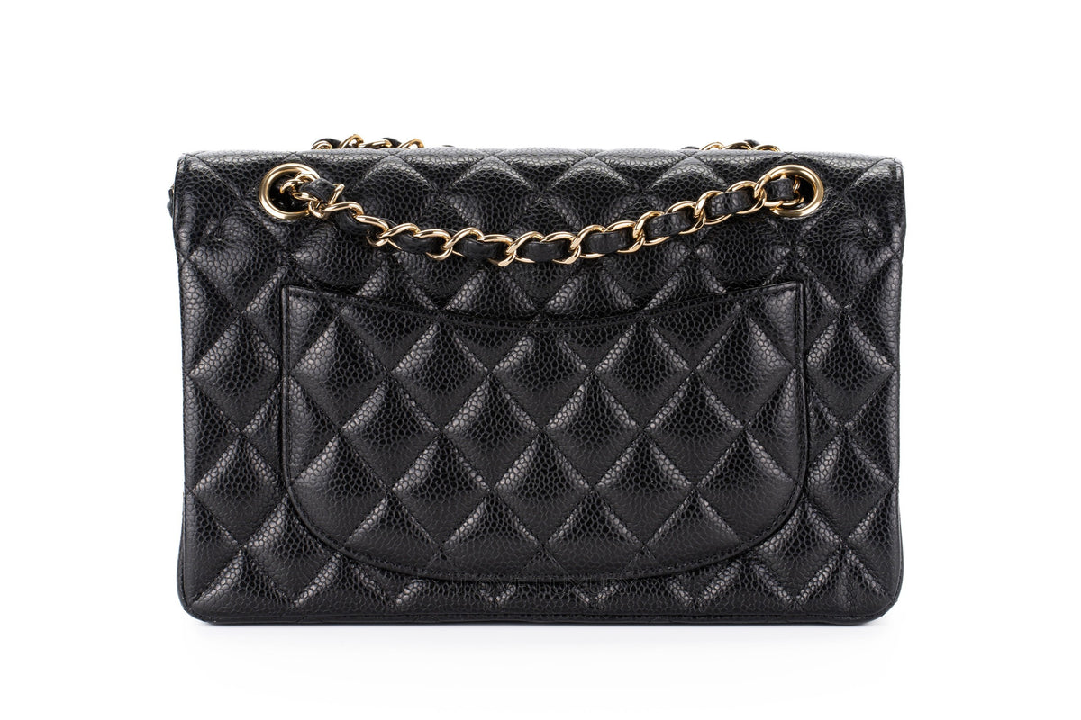 Chanel Small Classic Flap Black Black Interior Caviar Gold Hardware - view 3