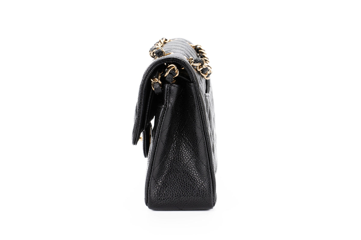 Chanel Small Classic Flap Black Black Interior Caviar Gold Hardware - view 4