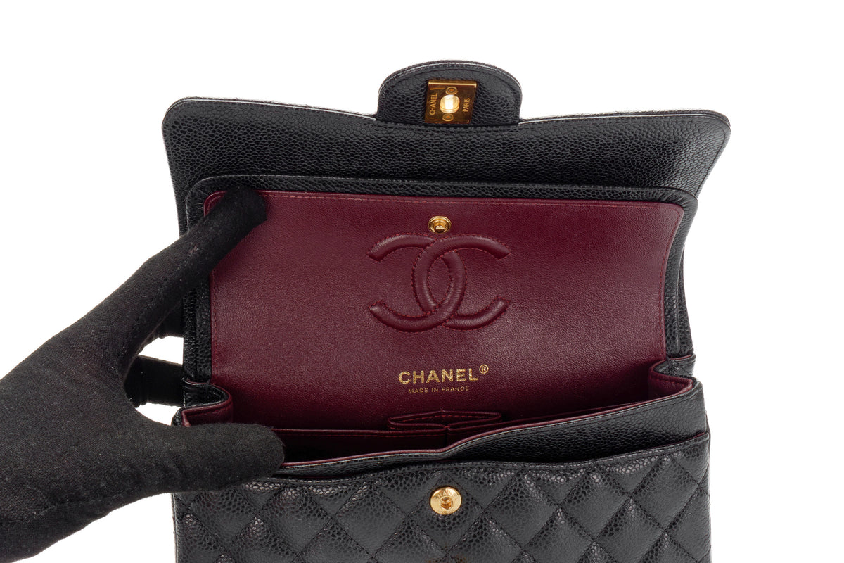 Chanel Small Classic Flap Black Caviar Gold Hardware - view 10