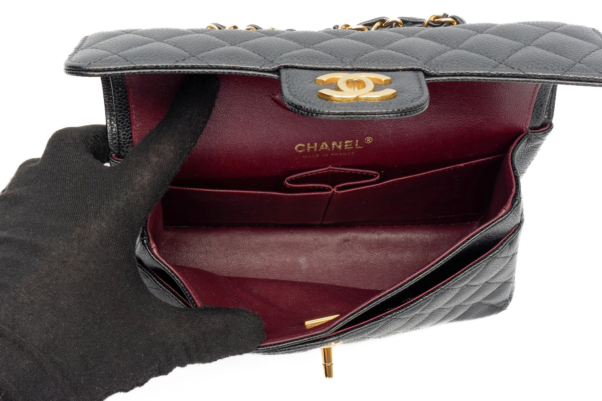 Chanel Small Classic Flap Black Caviar Gold Hardware - view 11