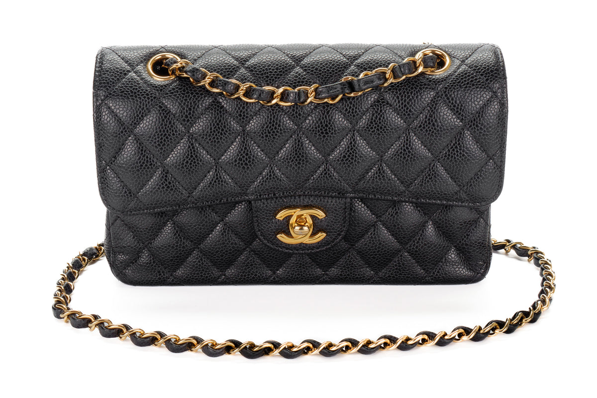 Chanel Small Classic Flap Black Caviar Gold Hardware - view 8