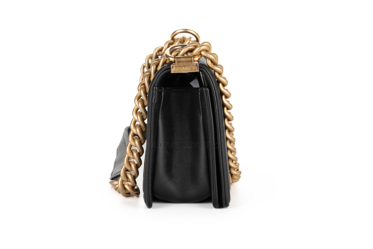 Chanel Small Boy Black Lambskin Gold Hardware - view 5