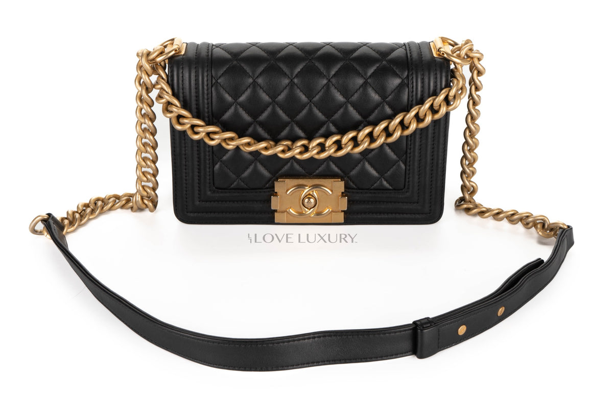 Chanel Small Boy Black Lambskin Gold Hardware - view 7