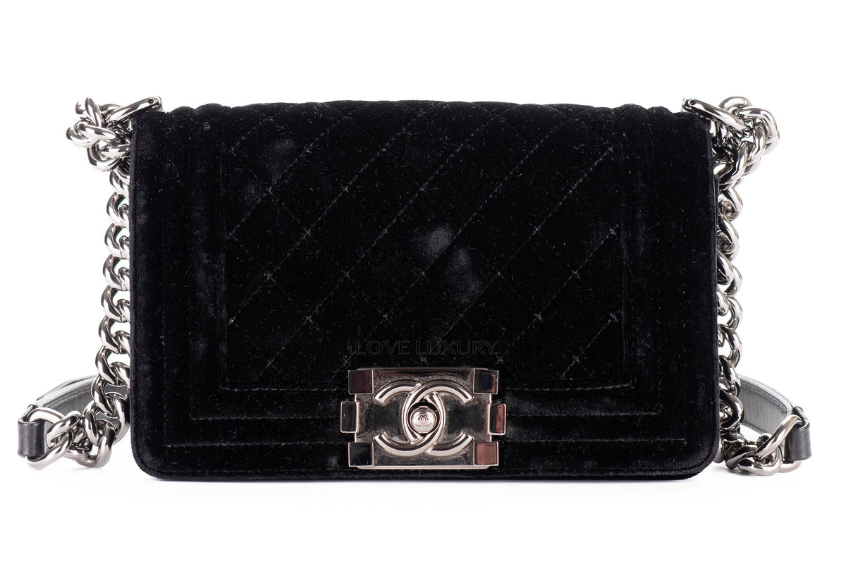 Chanel Small Boy Black Velvet Silver Hardware - view 1