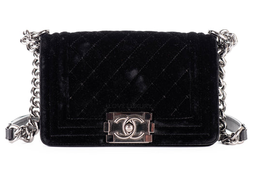 Chanel Small Boy Black Velvet Silver Hardware - view 1