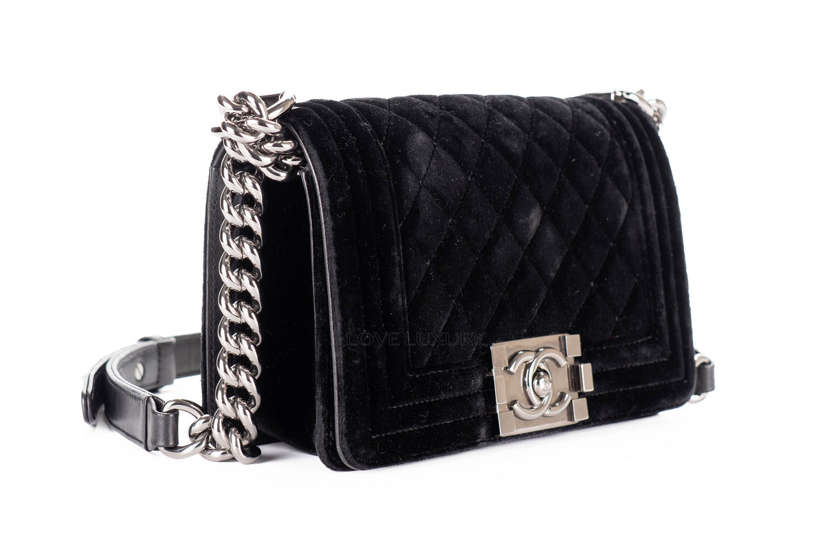 Chanel Small Boy Black Velvet Silver Hardware - view 2