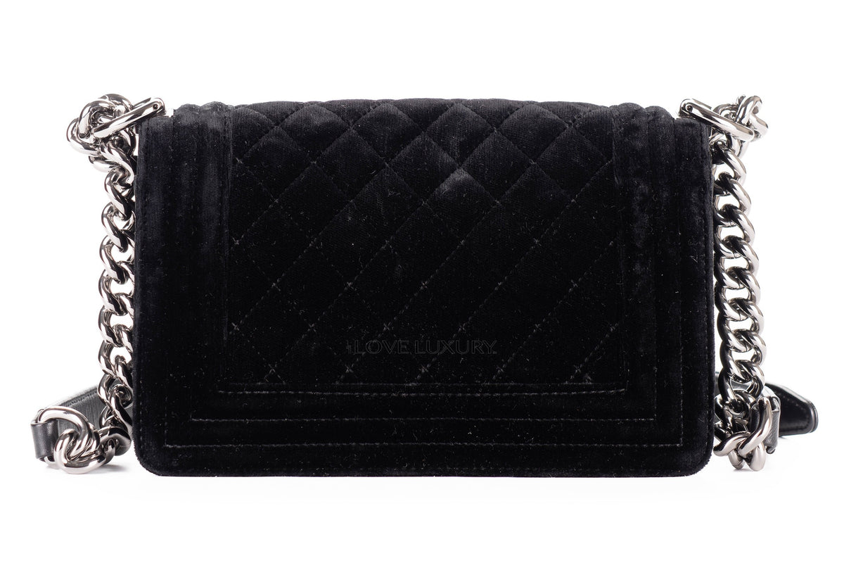 Chanel Small Boy Black Velvet Silver Hardware - view 3