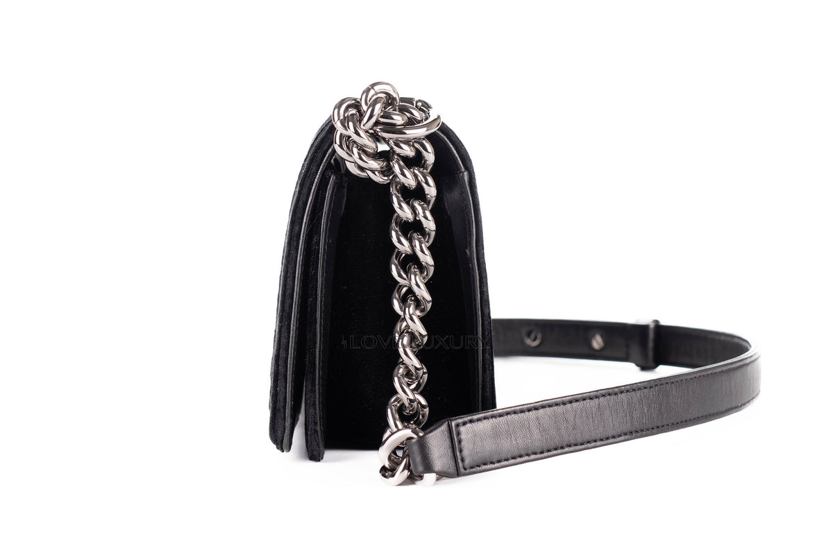 Chanel Small Boy Black Velvet Silver Hardware - view 4
