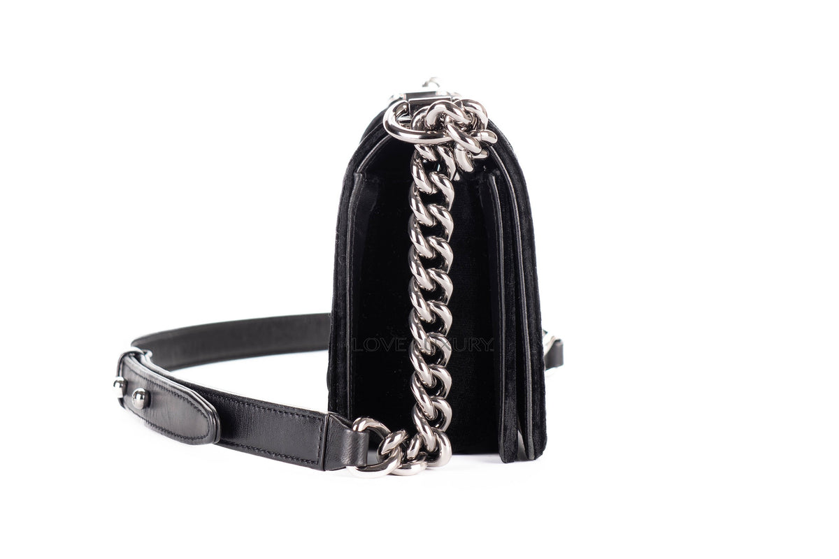 Chanel Small Boy Black Velvet Silver Hardware - view 5