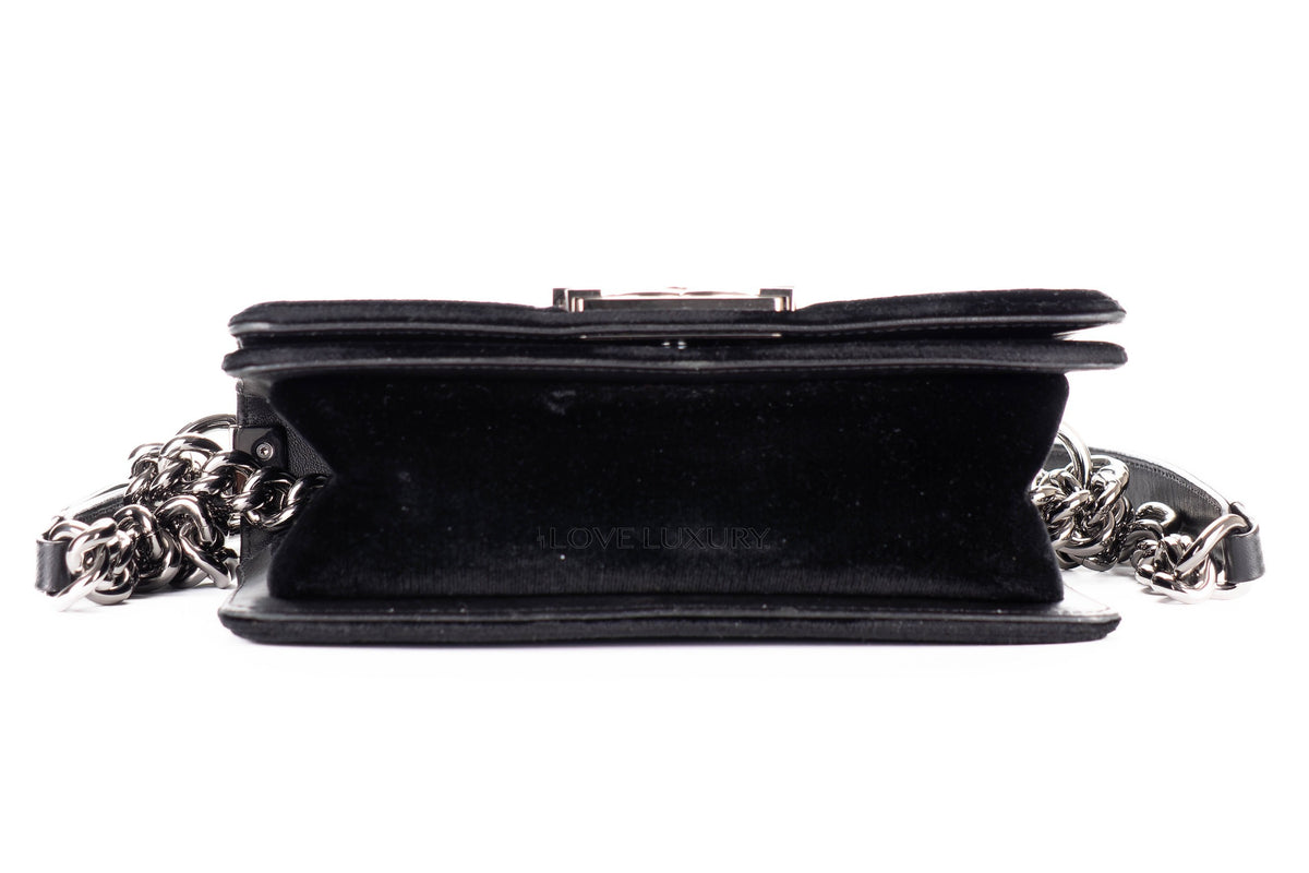 Chanel Small Boy Black Velvet Silver Hardware - view 6