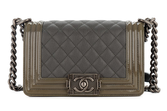 Chanel Small Boy Grey Caviar & Patent - view 1