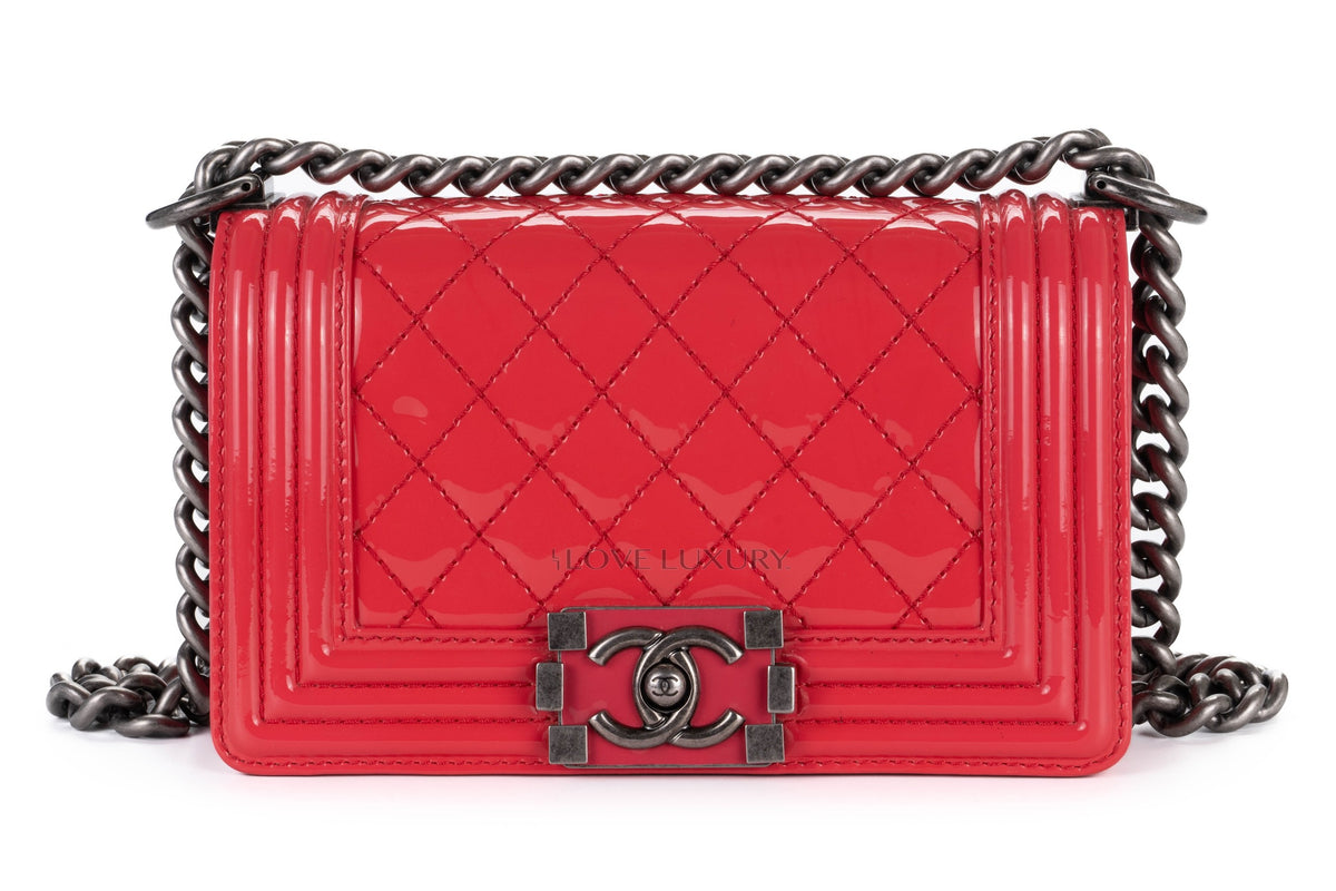 Chanel Small Boy Pink Patent Silver Hardware - view 1