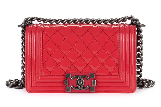 Chanel Small Boy Pink Patent Silver Hardware - view 1