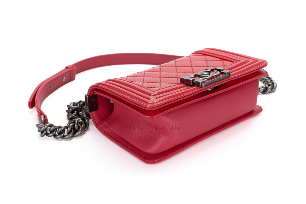 Chanel Small Boy Pink Patent Silver Hardware - view 12