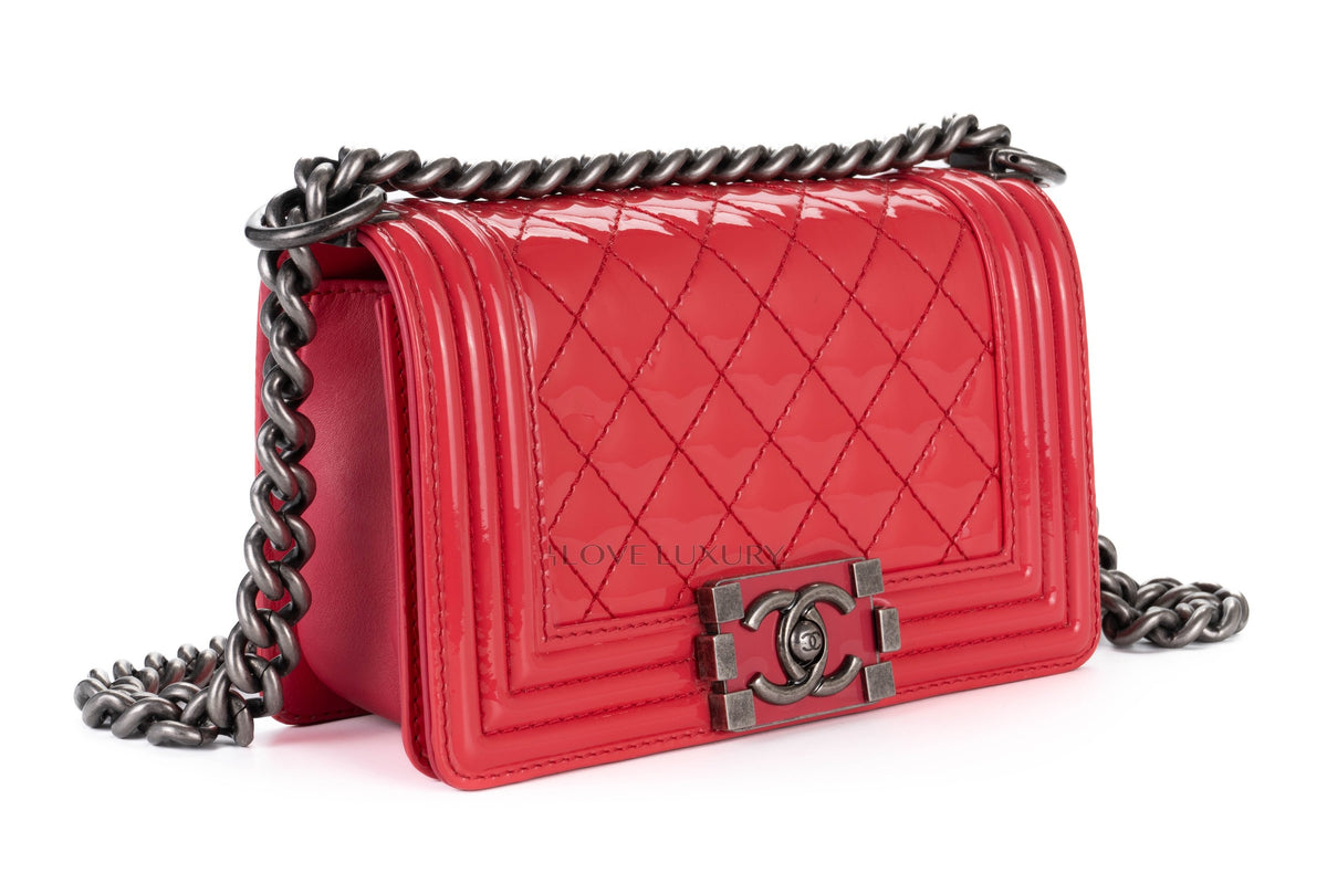 Chanel Small Boy Pink Patent Silver Hardware - view 2