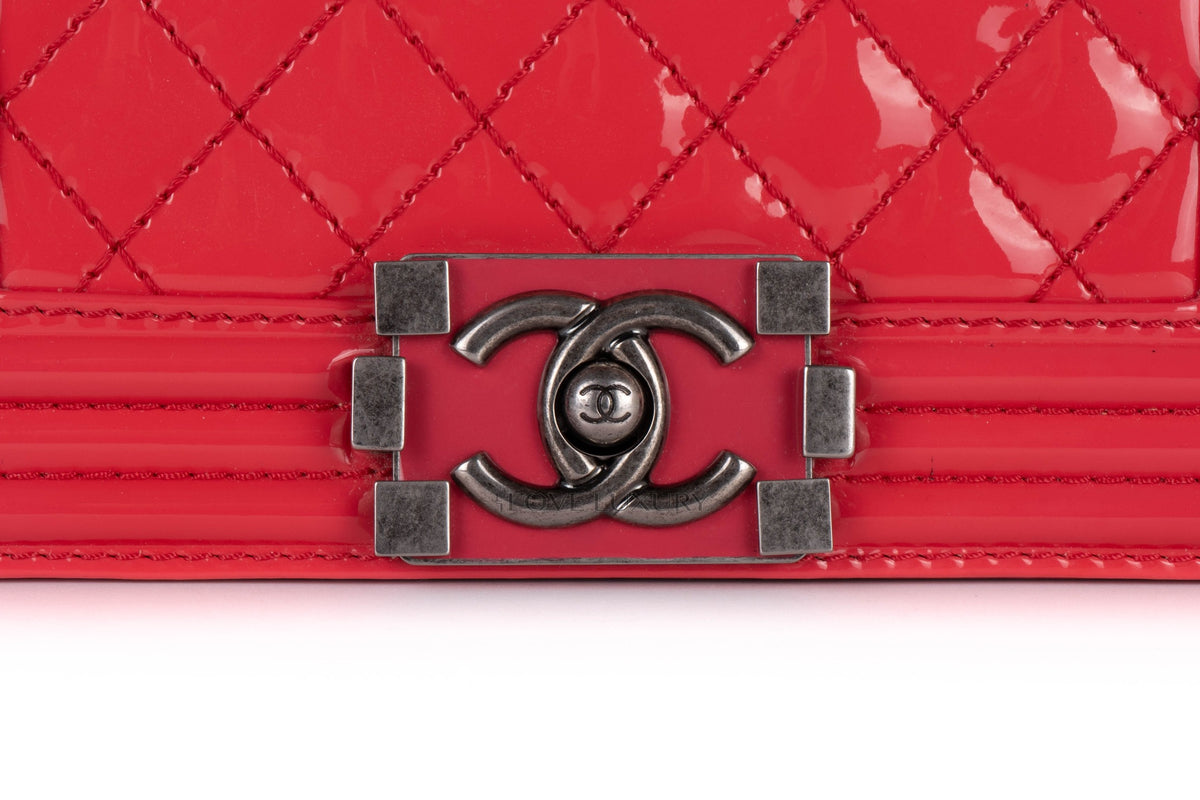 Chanel Small Boy Pink Patent Silver Hardware - view 7