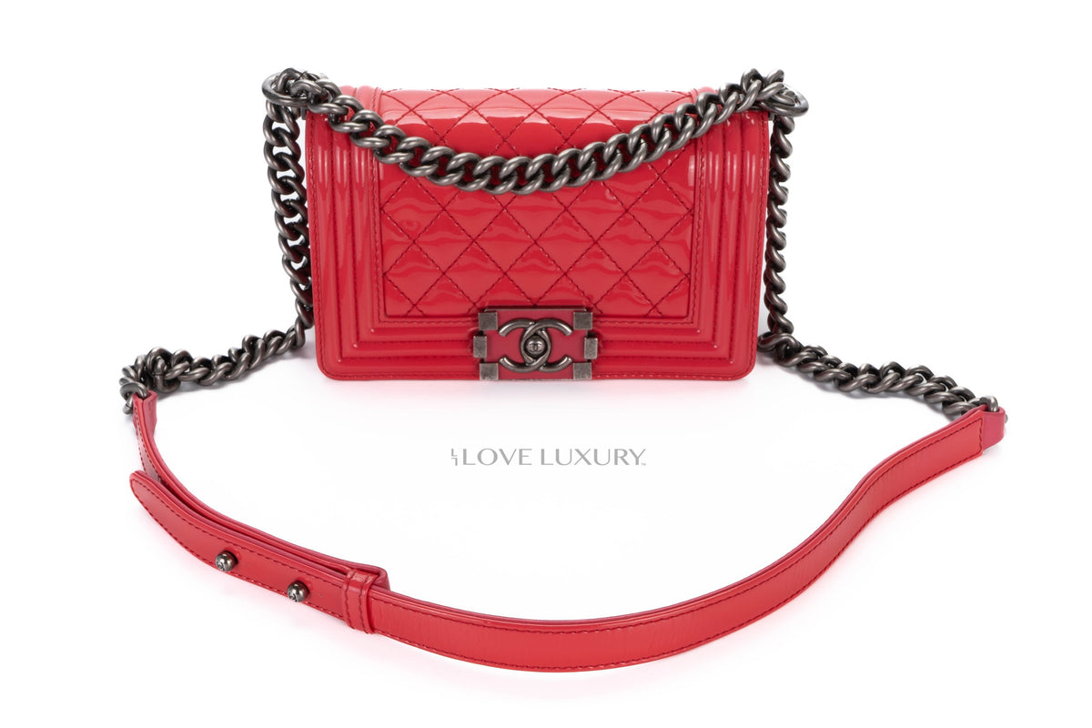 Chanel Small Boy Pink Patent Silver Hardware - view 8