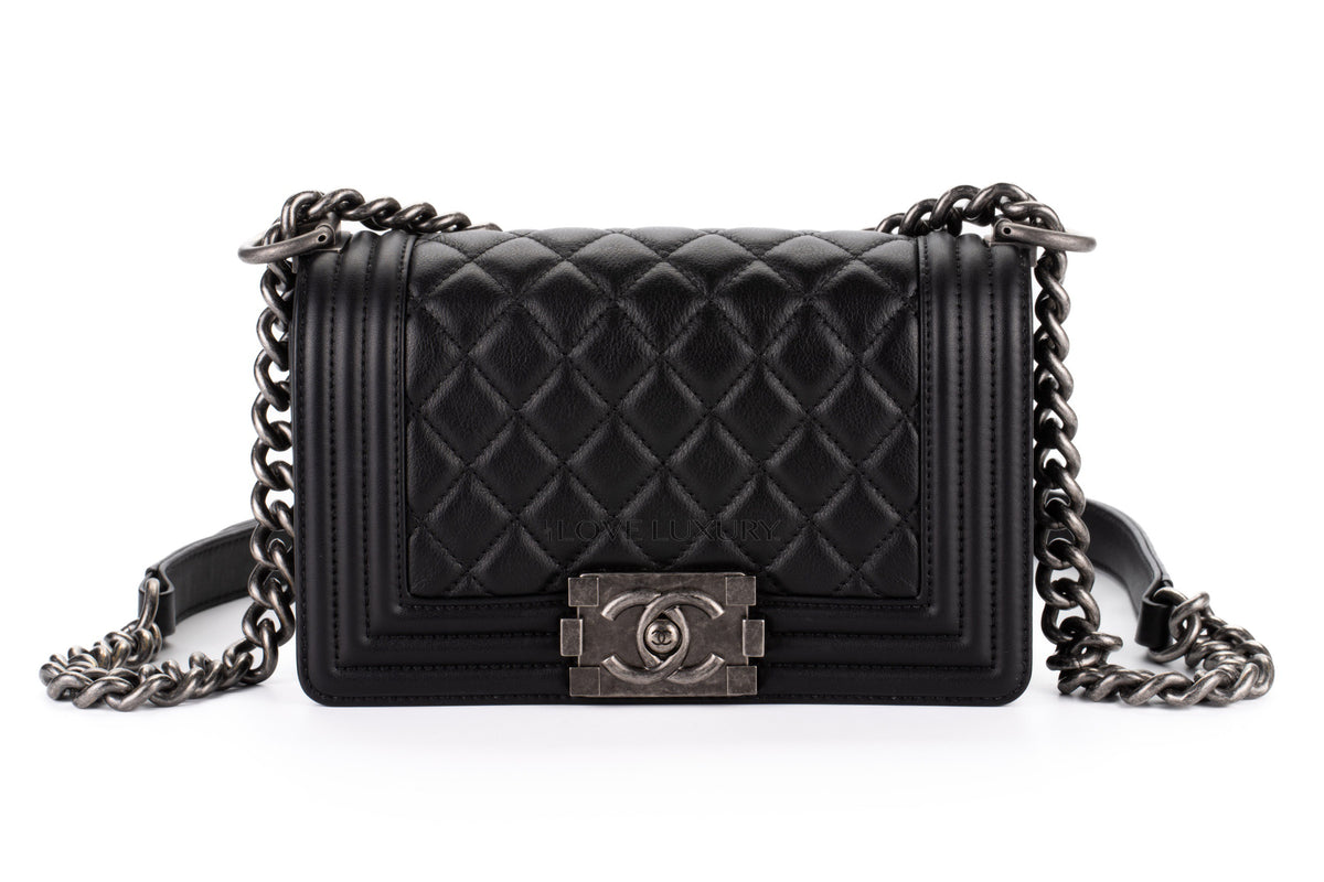 Chanel Small Boy Black Lambskin Aged Silver Hardware - view 1
