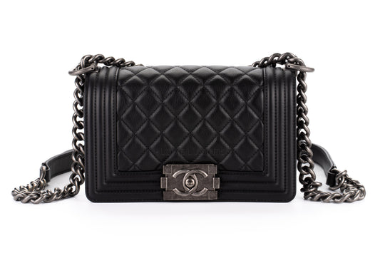 Chanel Small Boy Black Lambskin Aged Silver Hardware - view 1