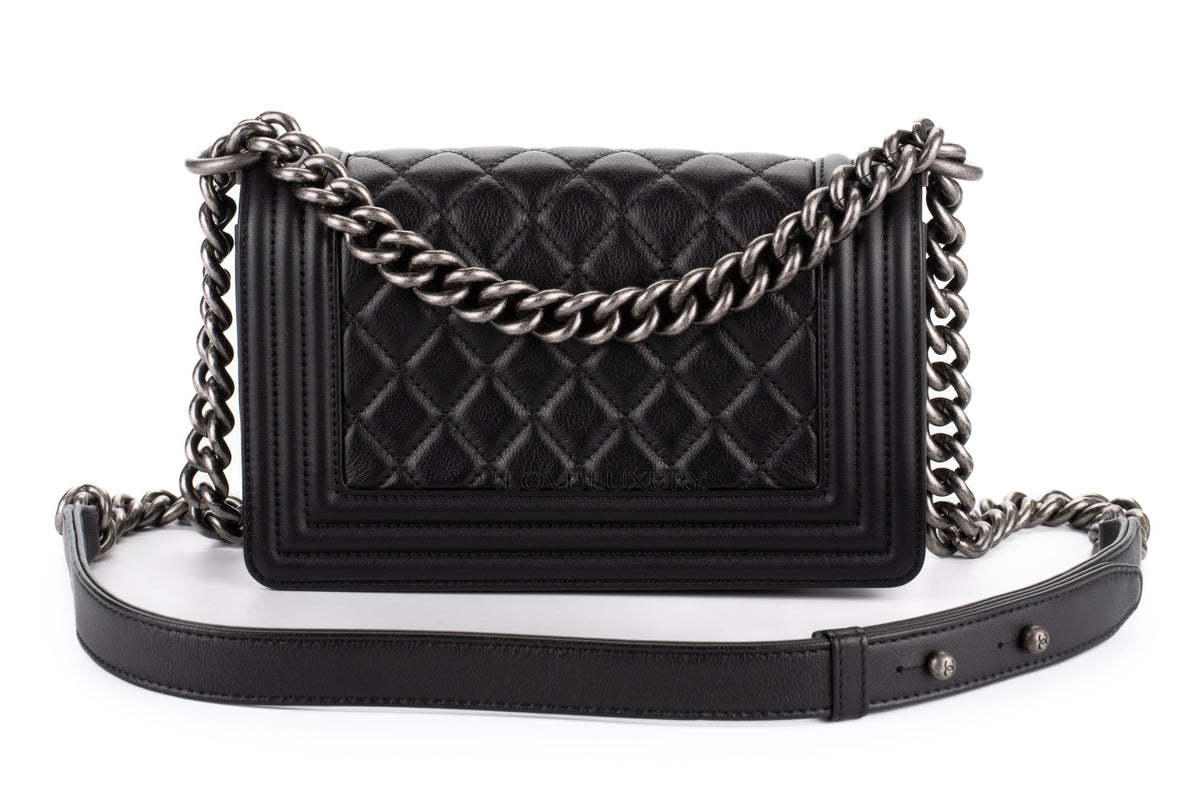 Chanel Small Boy Black Lambskin Aged Silver Hardware - view 3
