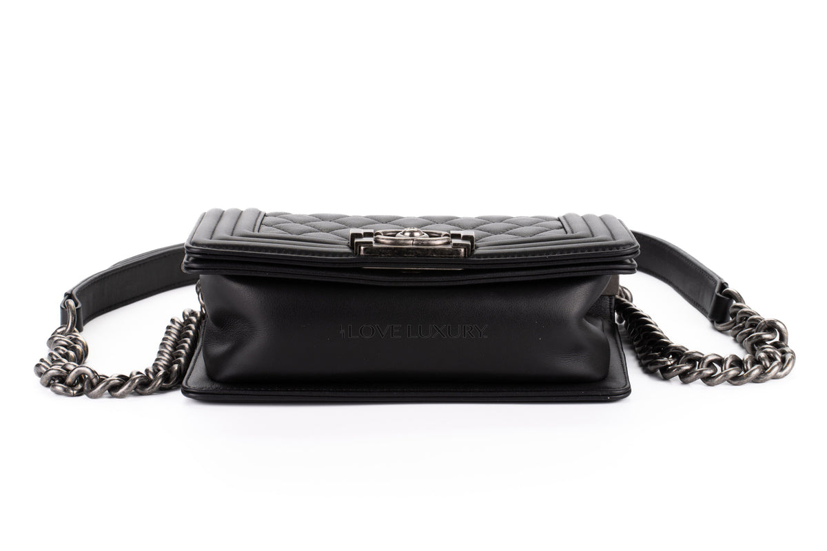 Chanel Small Boy Black Lambskin Aged Silver Hardware - view 6