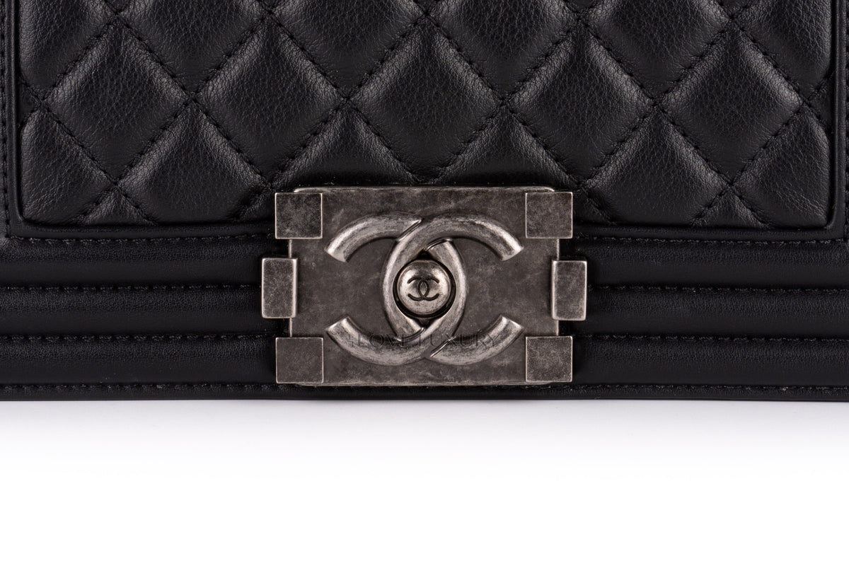Chanel Small Boy Black Lambskin Aged Silver Hardware - view 7