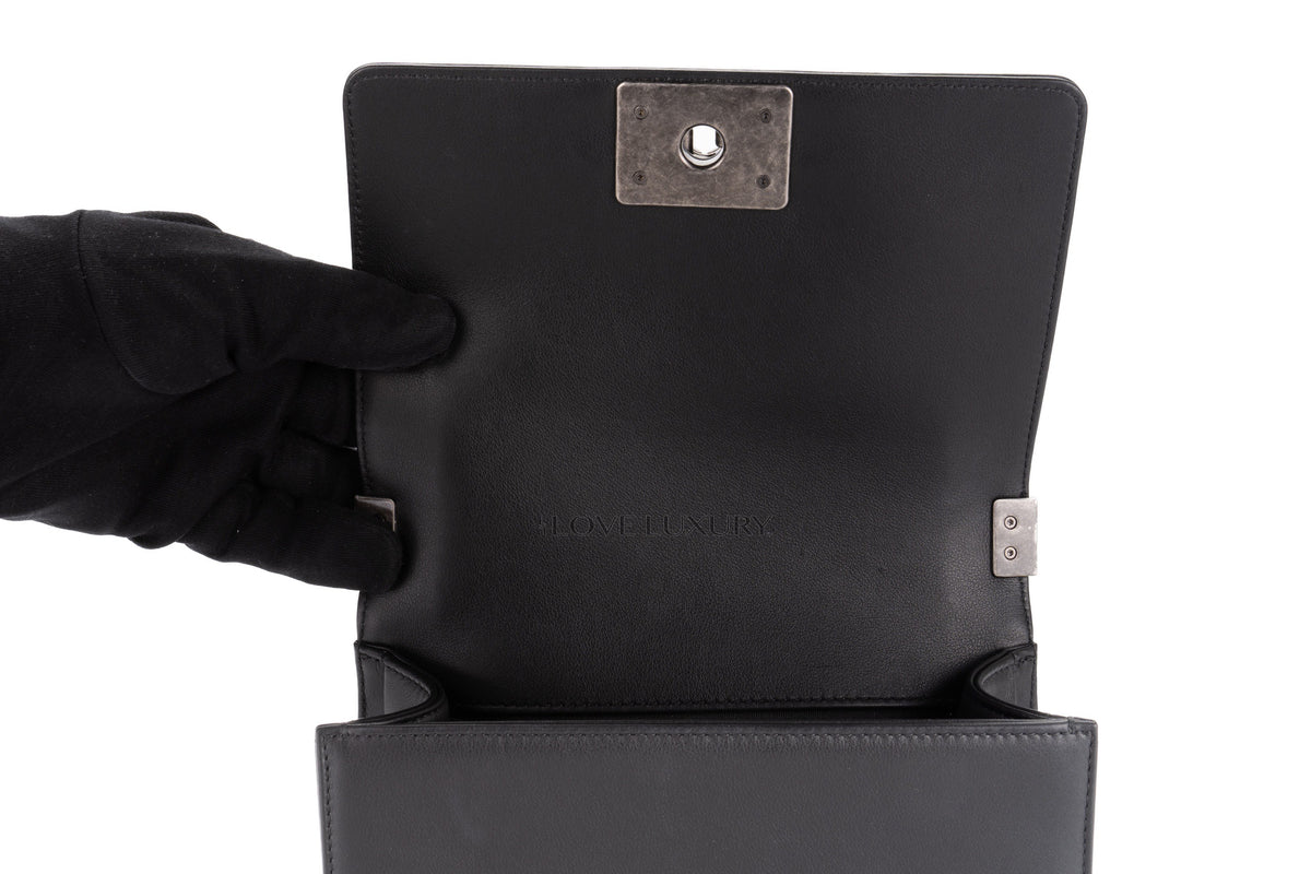 Chanel Small Boy Black Lambskin Aged Silver Hardware - view 9