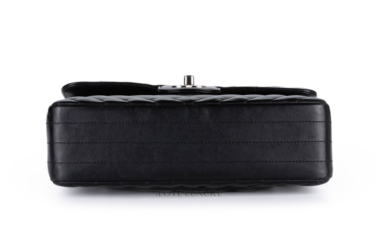 Chanel Small Classic Flap Chevron Black Lambskin Silver Hardware - view 6