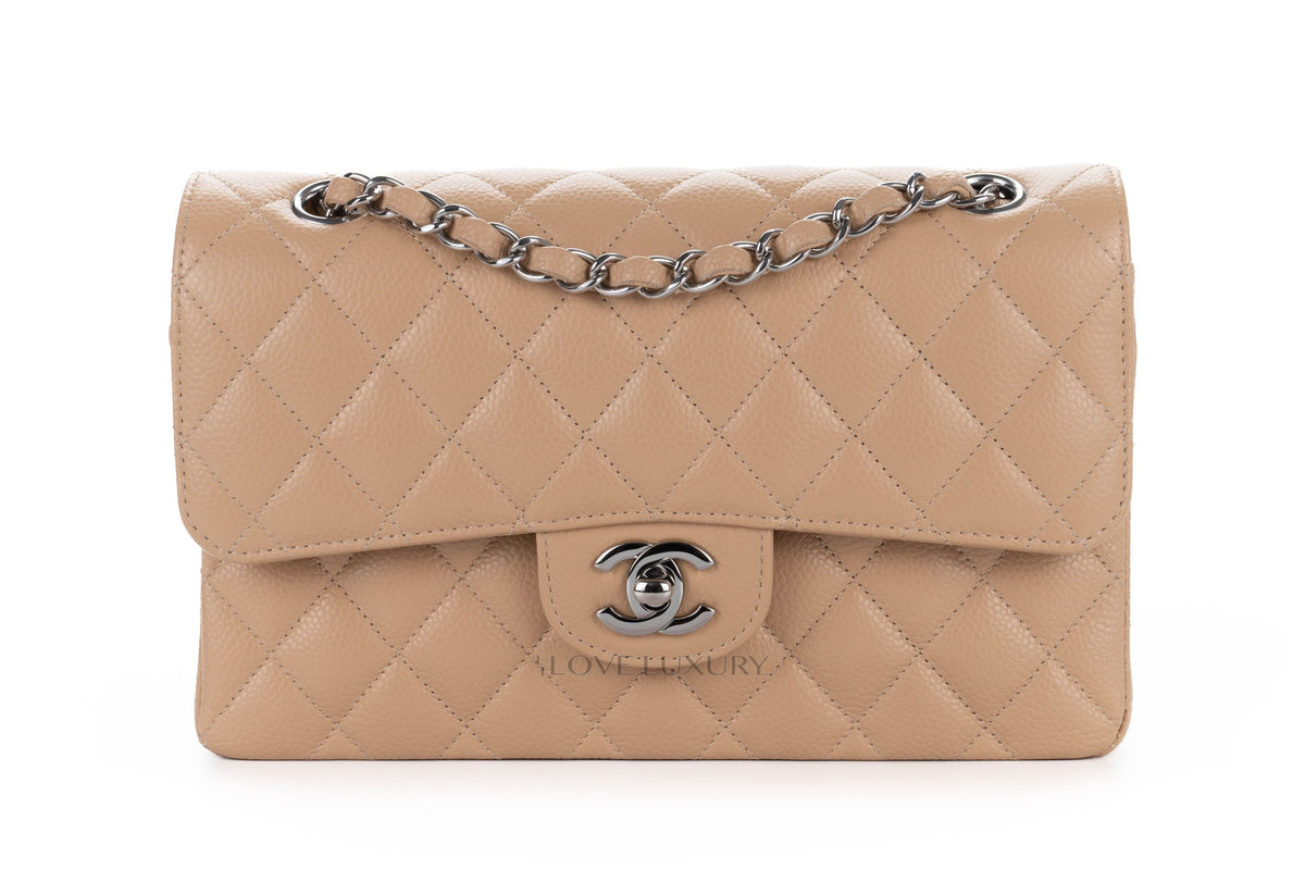 Chanel Small Classic Flap Beige Claire Caviar Silver Hardware - view 1