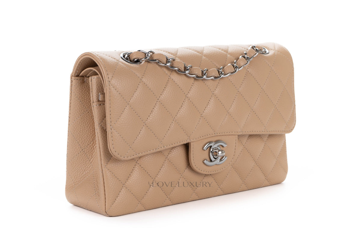 Chanel Small Classic Flap Beige Claire Caviar Silver Hardware - view 2